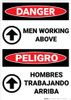 Danger: Men Working Above Bilingual Spanish - Wall Sign