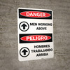 Danger: Men Working Above Bilingual Spanish - Wall Sign