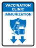 Vaccination Clinic: Immunization Down Arrow Blue Portrait - Wall Sign