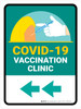 Covid-19 Vaccination Clinic Left Arrow Green Portrait - Wall Sign Covid-19 Vaccination Clinic Left Arrow Green Portrait - Wall Sign