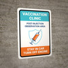 Vaccination Clinic: Post Injection Observation Area Portrait - Wall Sign