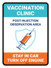 Vaccination Clinic: Post Injection Observation Area Portrait - Wall Sign