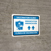 Vaccination Clinic Immunization Up Arrow Bilingual Spanish Blue Landscape - Wall Sign Vaccination Clinic Immunization Up Arrow Bilingual Spanish Blue Landscape - Wall Sign