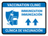 Vaccination Clinic Immunization Up Arrow Bilingual Spanish Blue Landscape - Wall Sign Vaccination Clinic Immunization Up Arrow Bilingual Spanish Blue Landscape - Wall Sign