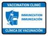 Vaccination Clinic Immunization Bilingual Spanish Blue Landscape - Wall Sign Vaccination Clinic Immunization Bilingual Spanish Blue Landscape - Wall Sign