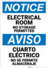 Notice: Electrical Room No Storage Permitted Bilingual Spanish - Wall Sign