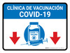 Covid-19 Vaccination Clinic Down Arrow Blue Spanish Landscape - Wall Sign