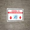Covid-19 Vaccination Clinic Down Arrow Red Spanish Landscape - Wall Sign Covid-19 Vaccination Clinic Down Arrow Red Spanish Landscape - Wall Sign