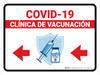 Covid-19 Vaccination Clinic Left Arrow Red Spanish Landscape - Wall Sign Covid-19 Vaccination Clinic Left Arrow Red Spanish Landscape - Wall Sign
