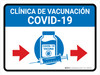 Covid-19 Vaccination Clinic Right Arrow Blue Spanish Landscape - Wall Sign Covid-19 Vaccination Clinic Right Arrow Blue Spanish Landscape - Wall Sign