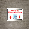 Covid-19 Vaccination Clinic Up Arrow Red Spanish Landscape - Wall Sign Covid-19 Vaccination Clinic Up Arrow Red Spanish Landscape - Wall Sign
