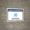 Vaccination Clinic Entrance Blue Spanish Landscape - Wall Sign Vaccination Clinic Entrance Blue Spanish Landscape - Wall Sign