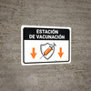Vaccination Station Down Arrow Spanish Landscape - Wall Sign