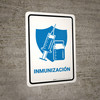 Immunization With Vaccine Injection Icon Spanish Blue Portrait - Wall Sign Immunization With Vaccine Injection Icon Spanish Blue Portrait - Wall Sign