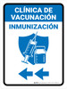 Vaccination Clinic: Immunization Left Arrow Spanish Blue Portrait - Wall Sign Vaccination Clinic: Immunization Left Arrow Spanish Blue Portrait - Wall Sign