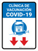 Covid-19 Vaccination Clinicdown Arrow Blue Spanish Portrait - Wall Sign