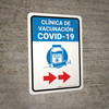 Covid-19 Vaccination Clinic Right Arrow Blue Spanish Portrait - Wall Sign Covid-19 Vaccination Clinic Right Arrow Blue Spanish Portrait - Wall Sign
