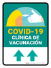 Covid-19 Vaccination Clinic Up Arrow Green Spanish Portrait - Wall Sign Covid-19 Vaccination Clinic Up Arrow Green Spanish Portrait - Wall Sign
