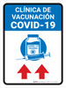 Covid-19 Vaccination Clinic Up Arrow Blue Spanish Portrait - Wall Sign
