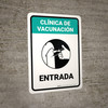 Vaccination Clinic: Entrance Green Spanish Portrait - Wall Sign