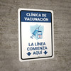 Vaccination Clinic: Line Starts Here Blue Spanish Portrait - Wall Sign