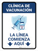 Vaccination Clinic: Line Starts Here Blue Spanish Portrait - Wall Sign