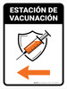 Vaccination Station Left Arrow Spanish Portrait - Wall Sign