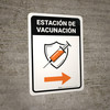 Vaccination Station Right Arrow Spanish Portrait - Wall Sign