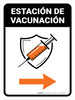 Vaccination Station Right Arrow Spanish Portrait - Wall Sign