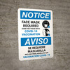 Notice: Bilingual Spanish Face Mask Required Even For Those With Vaccination Portrait - Wall Sign