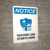 Notice: Vaccine Line Starts Here with Icon Portrait - Wall Sign