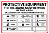 PPE The Following Must Be Worn in This Area - Wall Sign