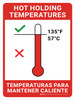 Hot Holding Temperatures Bilingual Spanish with Icon Portrait - Wall Sign Hot Holding Temperatures Bilingual Spanish with Icon Portrait - Wall Sign