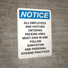 Notice: Employees and Visitors Entering Packing Area Must Sign In/Follow Sanitation and Personal Hygiene Practices Portrait - Wall Sign