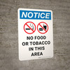 Notice: No Food or Tobacco in This Area Portrait - Wall Sign