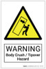 Warning: Body Crush / Tipover Hazard - Label Warning: Body Crush / Tipover Hazard - Label
