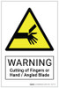Warning: Cutting of Fingers or Hand / Angled Blade Hazard - Label Warning: Cutting of Fingers or Hand / Angled Blade Hazard - Label