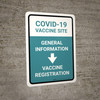 Covid-19 Vaccine Site: General Information Vaccine Registartion Down Arrow Portrait - Wall Sign