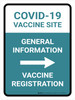 Covid-19 Vaccine Site: General Information Vaccine Registartion Right Arrow Portrait - Wall Sign