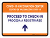 Covid-19 Vaccination Center: Proceed To Check In Up Arrow Bilingual Landscape - Wall Sign