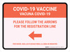 Covid-19 Vaccine: Please Follow The Arrows For The Registration Line Left Arrow Bilingual Spanish Landscape - Wall Sign Covid-19 Vaccine: Please Follow The Arrows For The Registration Line Left Arrow Bilingual Spanish Landscape - Wall Sign