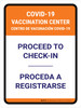 Covid-19 Vaccination Center: Proceed To Check In Bilingual Portrait - Wall Sign