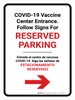 Covid-19 Vaccine Center Entrance - Reserved Parking Right Arrow Bilingual Spanish Portrait - Wall Sign Covid-19 Vaccine Center Entrance - Reserved Parking Right Arrow Bilingual Spanish Portrait - Wall Sign