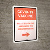 Covid-19 Vaccine: Please Follow The Arrows For The Registration Line Right Arrow Portrait - Wall Sign Covid-19 Vaccine: Please Follow The Arrows For The Registration Line Right Arrow Portrait - Wall Sign