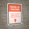 Covid-19 Vaccine: Please Follow The Arrows For The Registration Line Up Arrow Portrait - Wall Sign