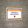 Covid-19 Vaccination Center Proceed To Check In Up Arrow Spanish Landscape - Wall Sign
