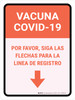 Covid-19 Vaccine Please Follow The Arrows For The Registration Line Down Arrow Spanish Portrait - Wall Sign Covid-19 Vaccine Please Follow The Arrows For The Registration Line Down Arrow Spanish Portrait - Wall Sign