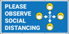 Please Observe Social Distancing 3ft with Facemask Emojis Blue - Banner