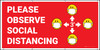 Please Observe Social Distancing 3ft with Facemask Emojis Red - Banner