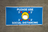 Please Use 3ft Social Distancing with Facemask Emoji Blue - Banner